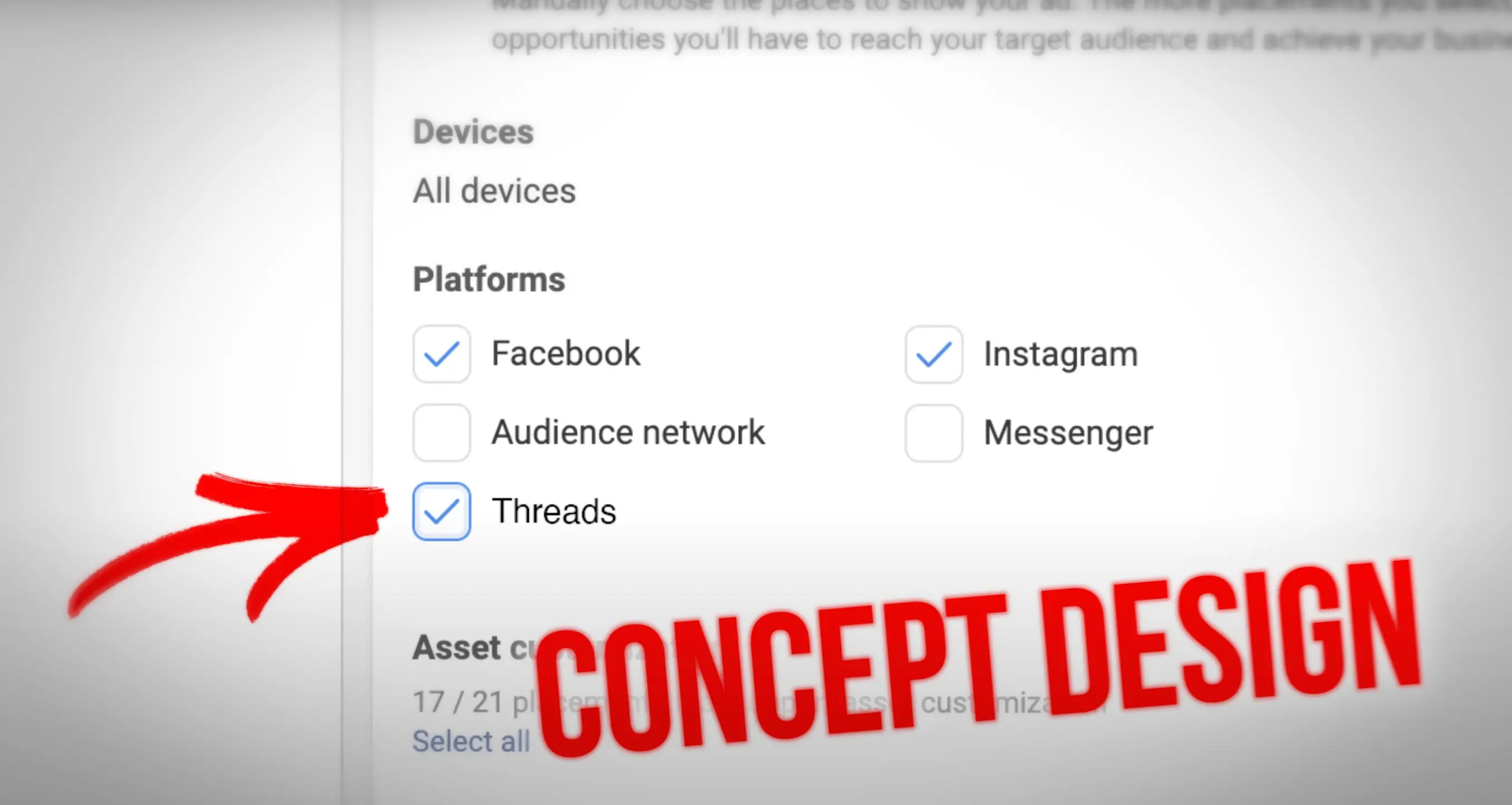 Threads as a placement option within facebook ads manager : Concept Design