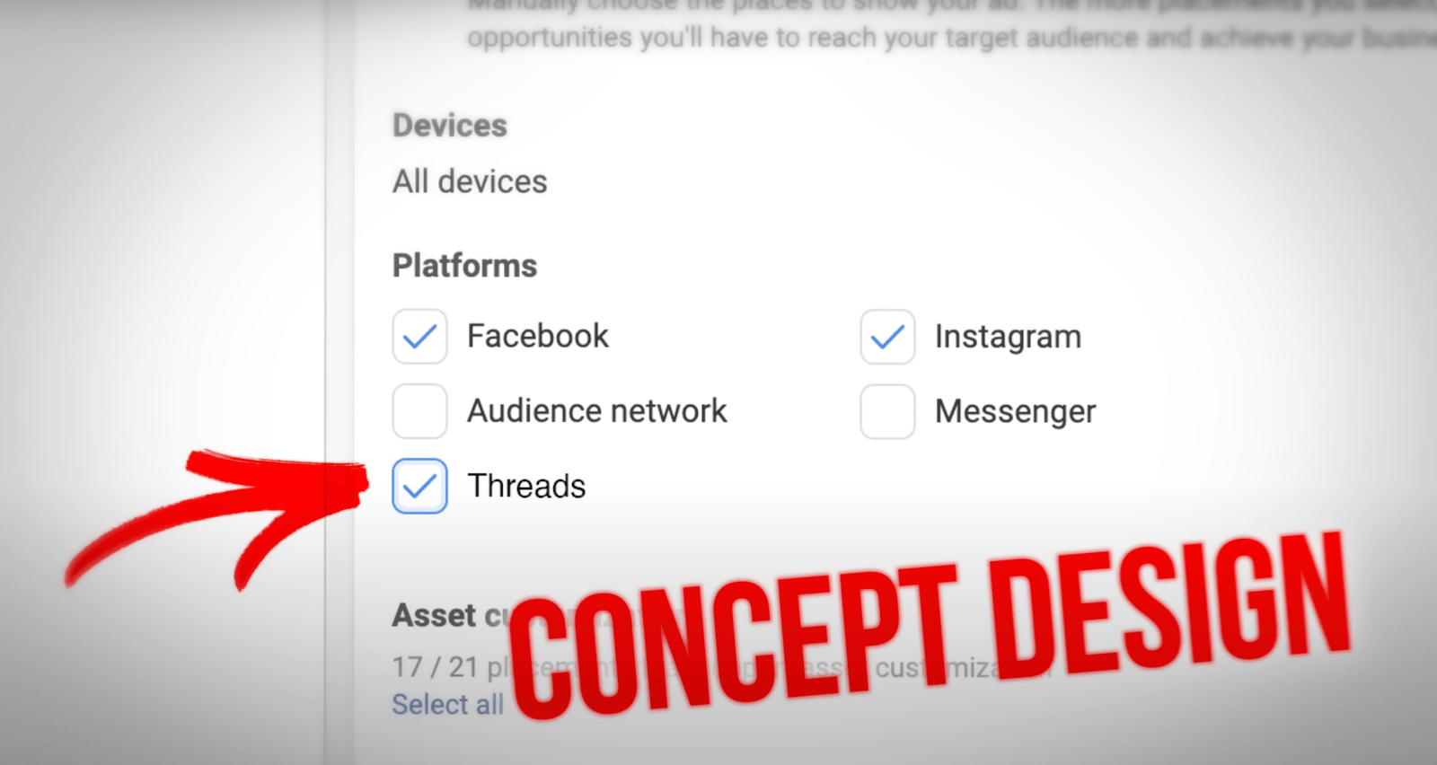 Threads as a placement option within facebook ads manager : Concept Design