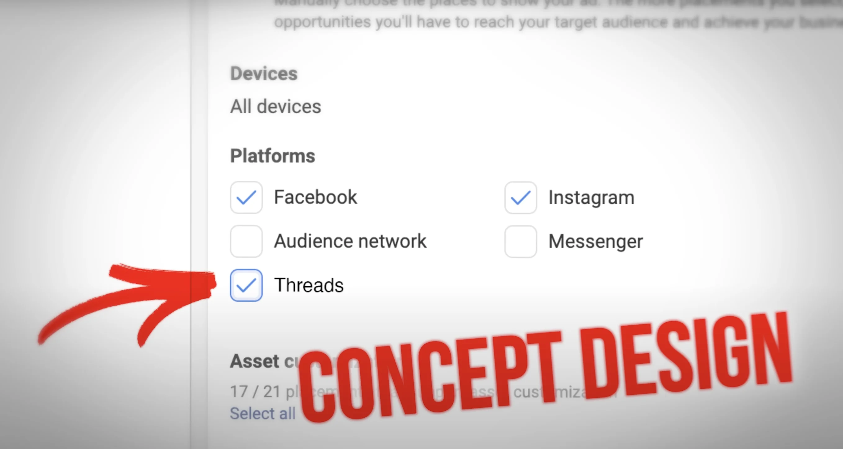 Threads as a placement option within facebook ads manager : Concept Design